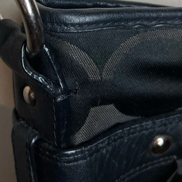 Coach Black Signature Silver Chain ShoulderBag Adjustable Strap - Picture 5 of 15
